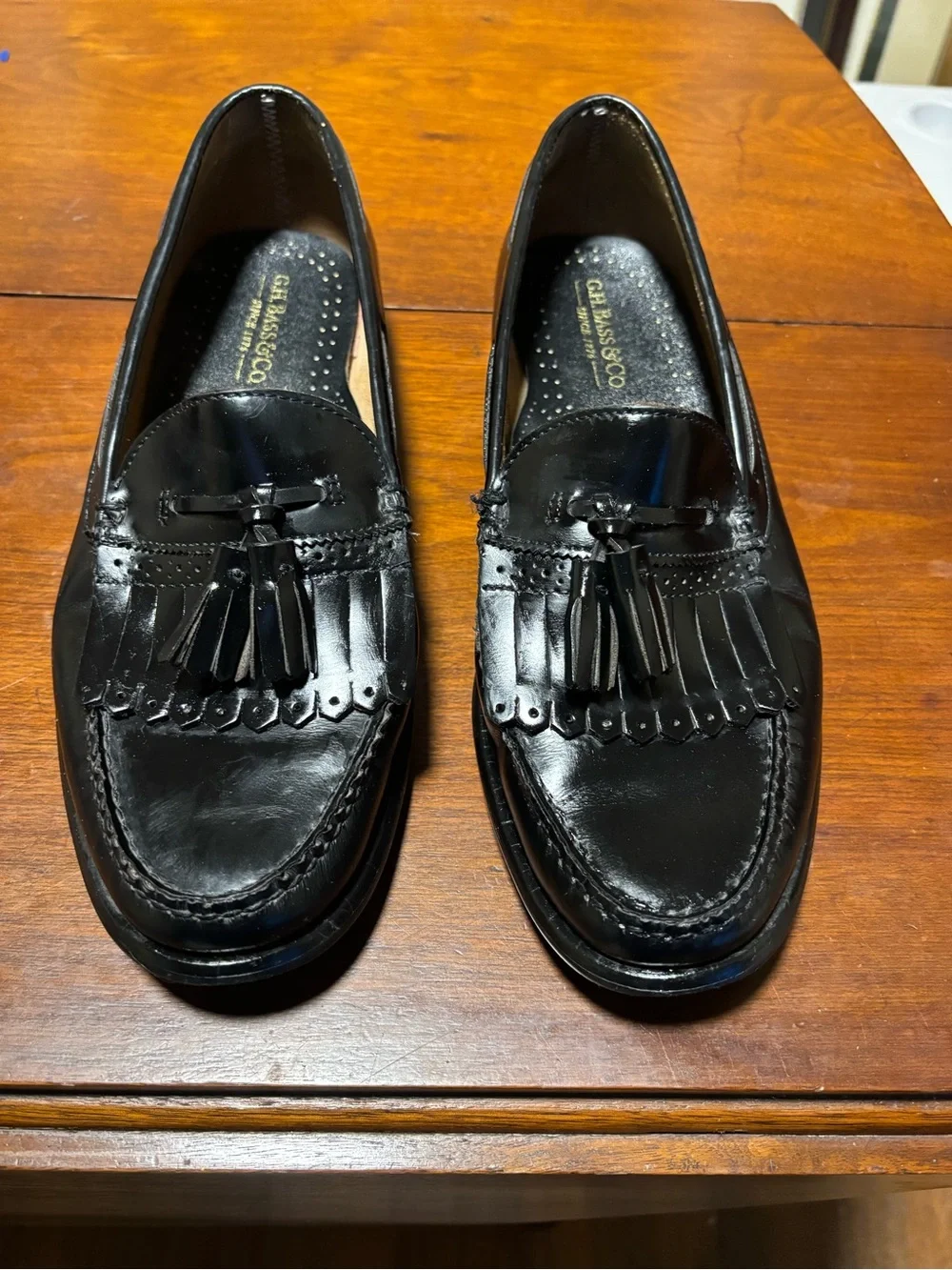 G.H. Bass & Co. Kitties Tassel Loafer Black Leather Size 10.5 D Style 067022